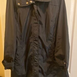 Ellen Tracy Black Rain Jacket with Gold Zipper Size XXL
